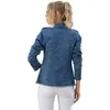 Casual Women's Denim Jacket 2023 Spring Retro Blue LongSleeve Washed Cardigan Stand Neck Fashion Woman 231227