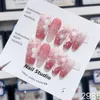 Stampa a mano a forma di stella sulle unghie Rosa adesivo riutilizzabile di lusso coreano Fata sfumata Y2k Punte per unghie Acrilico artificiale per manicure Ragazze 231226