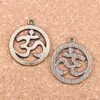 32pcs Antique Silver Plated Bronze Plated Yoga OM Charms Pendant DIY Necklace Bracelet Bangle Findings 25mm263u