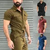 Men's Pants Cargo Overalls Casual Streetwear Pocket Solid Color Short Sleeve Trousers Jumpsuit Fashion Leisure Basic Work
