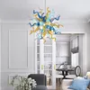 Opgerolde, taps toelopende glazen art-deco kroonluchter moderne 4 kleuren handgeblazen glazen plafond hanglamp voor slaapkamer eetkamer woonkamer