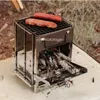 Mini poêle à bois de chauffage extérieur Portable Camping pique-nique barbecue voyage pliant en acier inoxydable bois charbon de bois cuisson Grill 231226