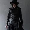 UMI Mao ciemny styl Yamamoto Nieregularny stojak Kllar przekątna zamek błyskawiczny Faux skórzana bluza żeńska fajna czarna gotycka kurtka Y2K 231226