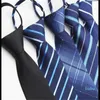 Tie man zipper no need to hit business suit 8cm professional dark blue black one easy to pull the groom wedding lazy