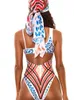 Nosić afrykańskie drukowane stroje kąpielowe One Piece Swimsuit 2022 Women High Cut Metal Thong Monokini Brazylian Bandage Bodysuit Kąpiec