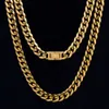 Krkc Factory Vente directe des bijoux classiques personnalisés pour hommes réels Miami Collier cubain blanc 18k 14k Gold Hip Hop Cuban Link Set