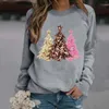 Women's Hoodies Color Top Ladies Fashion Casual Round Neck With Shoulder Sleeves Christmas Partial Print Hoodie Winter Suit Women