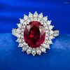 Cluster Rings Spring Qiaoer 925 Sterling Silver 8 10 mm Oval Cut Ruby High Carbon Diamond Gemstone Ring For Women Engagement Fine SMEEXKE