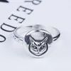 S925 Silver Cat Head Ring Vintage Classic Sterling Silver Cat Yüz Yüzüğü İngiliz Tarzı Hip-Hop Erkek ve Kadın Tay Gümüş Yüzük285s