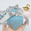 Geschenkbox Diamond Blue Paper Candy Box Gast Hochzeit Rabatt Schokoladenverpackung Box Babyparty Geburtstagsfeier Dekoration 231227