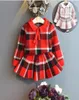 Costumes d'hiver pour enfants, pull de Style anglais pour filles, vêtements à carreaux, chemise et jupes, 2 pièces, vêtements d'automne pour bébés, 9167079