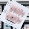 Stampa a mano a forma di stella sulle unghie Rosa adesivo riutilizzabile di lusso coreano Fata sfumata Y2k Punte per unghie Acrilico artificiale per manicure Ragazze 231226