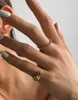 Rings de cluster Brass com 18 K Gold Retro Reth Reth Women Women Jewlery Designer T Show Club Cocktail Party Rare Japan coreano