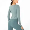 LL-167 Long Sleeve Yoga Outfit Sports Top Seamless Coat Fitness Woman Workout Extended White for T Shirts Women Sportswear