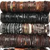 Hela partier bulk slumpmässigt 50st 30 st parti punk mäns läderarmband femme pulseras bileklik par armband män smycken w227e