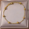 Anklets for Women Summer Foot Leg Bracelets Beach Accessories 14k Yellow Gold Bead Chain Anklet Aesthetics Jewelry Birthday Gift