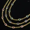Цепочки в стиле хип-хоп Майами, кубинское звено, ожерелье для женщин, ледяной геометрический квадратный цирконий, 5 мм, камень, золотой цвет, модные украшения