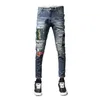 Herenjeans Modieus en gepersonaliseerd Distressed Patch High Street Knap Slim Fit Lange broek met kleine pijpen Zomer Casual