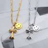 Designer Ch Cross Luxo Chromes Pingente Colar Novo Diamante Cheio Sorrindo Ouro Prata Clavícula Cadeia Personalizada Luz Coração Neckchain Suéter Amante Presente Wbbt