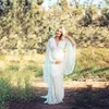 Robes de maternité en dentelle blanche, accessoires de photographie, robe Maxi fendue sur le côté, pour femmes enceintes, col en v profond, longue robe de grossesse, séance photo, tendance 2024