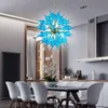 Handblåst glas ljuskrona blå knopp art deco ljuskrona hängande ljusarmaturer för sovrum matsal vardagsrum kök (kan anpassas i storlek och färg)