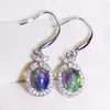 Dangle Earrings Natural Real Black Opal Drop Earring Leaves Style 925 Sterling Silver 0.5ct 2pcs Gemstone Fine Jewelry X2312157