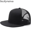 Beckyruiwu Spring och Summer Flat Brim Sun Hat Vuxen Vanlig baseballmössa Kvinnor Mesh 231226