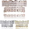 Nuovo Baguette Set Denti Grillz Superiore Inferiore Oro rosa Argento Colore Griglie Bocca dentale Hip Hop Gioelleria raffinata e alla moda Rapper Jewelry304E