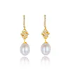 Pearl Dangle örhängen S925 Silver Micro Set Zircon Plated 18k Gold Drop Earrings European Fashion Women Retro örhängen Bröllopsfest smycken Valentins dag present SPC