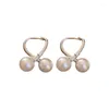Orecchini a cerchio squisiti rotondi perle croce cuore per le donne coreane dolci piccoli gioielli semplici di moda