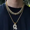 15mm colorful diamond hip hop jewelry cuban link chain mens gold necklace designer chain for man Iced Out Alloy Chains Blue Black 192d