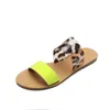 Slippers Rome Snake&leopard Pattern Women 2023 Sandals Flat Summer Beach Shoes Ladies Clear Dazzling Belt Slides Big Size 40/42