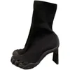 Дизайнерская обувь Paris Женская обувь с пятью пальцами модные кожаные эластичные сапоги на высоком каблуке MM6 Балетные размеры 35-42