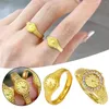 Anéis de cluster 520 pequeno anel de relógio de ouro banhado a cobre aberto digital polegar selvagem para mulheres amor
