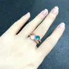 2pcsset única linha zircão anel redondo empilhados mix cor doce anel com zircão turquesa anel de cristal para mulher 231226