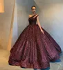 2024 Evening Reflective Dresses Burgundy Sleeveless Ball Gown Sequined One Shoulder Holiday Wear Celebrity Prom Gowns Plus Size Custom Made