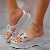 Sandalias Zapatillas Mujer Lujo Rhiestone Señoras Zapatos planos para la playa para diseño Diapositivas Mujer Diapositivas Mujer Zapatilla de verano