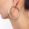 Punk 55mm diamètre large boucles d'oreilles pour femmes en acier inoxydable Tube déclaration boucles d'oreilles bijoux entiers 2018 UKMOC276Q
