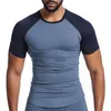 T-shirts pour hommes printemps et été couleur unie séchage rapide collants respirants t-shirt hommes longs hommes haut à col roulé pour