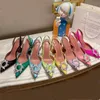 Amina muaddi Begum Kristal verfraaide gesp vlek Pumps schoenen spoel Hakken sandalen dames luxe ontwerpers Geklede schoen Avond Slingback sandaal 9,5 cm maat 35---42