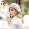 F Berets For Autumn Winter White French Artist Hat Vintage Girls Painter Hats Beret Femme Female Warm Cap 2023 231226