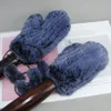 Lady Real Rex Rabbit Fur Luvas 100% Real Rex Rabbit Fur Luvas Bom Elástico Mulheres Inverno Malha Real Rabbit Fur Mittens 231226