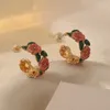 Boucles d'oreilles à clous pour femmes, accessoires de mode Y2K, Vintage, camélia coloré, émail, goutte d'huile, cadeaux fins, 2024