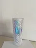 710 ml de tasses irisées bling arc-en-ciel licorne sirène déesse à la tasse de tasse froide à la tasse de café tulert avec de la paille réutilisable