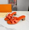 2024 Isola Mule Women Sandal Slide Heeled Luxury Design Flip Flop Casual Sandaler Slip On Cut Out Leather Fashion Low Heel Block Toppkvalitetsstorlek 35-43Box