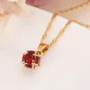 Queen Red color ZirconCZ Pendant Earring Bridal Wedding Jewelry Sets with fine gold G F Necklaces Set Women girls2320