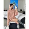 Designer Ess Colored Autumn Pink Plush Thickened Hoodie Women's New Style