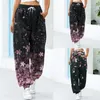 Calças femininas moda feminina vintage floral impressão calças casuais esportes confortáveis com bolsos soltos elásticos cintura alta