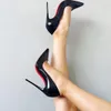 2024 Women Chaussures de marque pointues talons hauts Chaussures de mariage Classiques Red Shiny Bottoms Nude Black Patent Leathers 6cm 8cm 10cm talon mince Pompes de luxe peu profondes avec sac 34-44