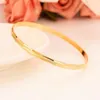 Fashion Dubai Hoop Bangle Jewelry Solid 24 k Yellow Fine Gold GF Dubai Oblique lines Bracelet Africa Arab Items wedding bridal gif201D